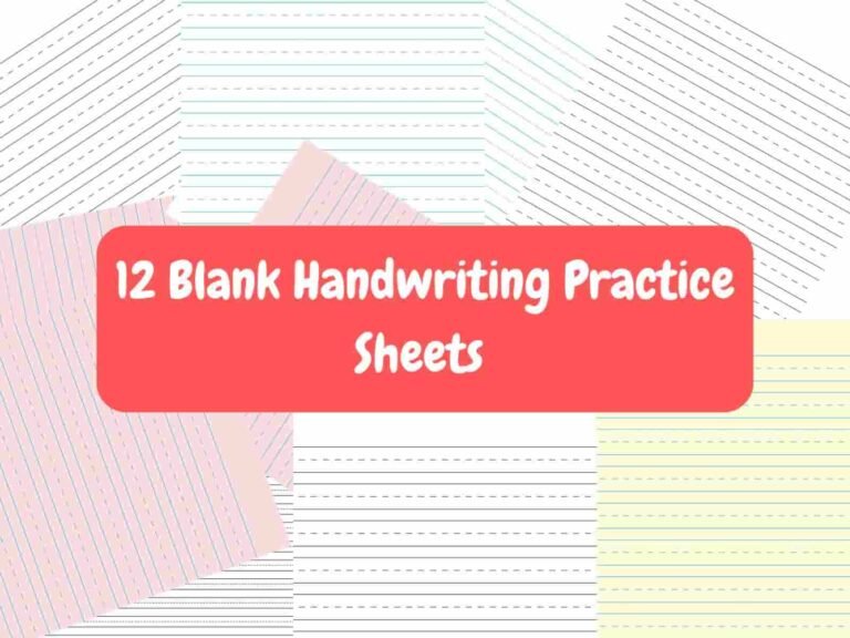 12 handwriting practice sheets Free Printables