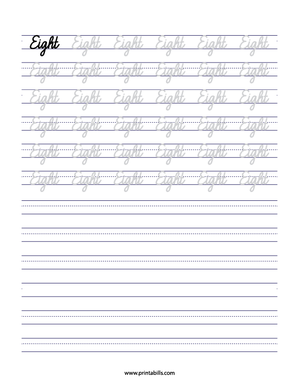 Eight Number Writing Practice Sheet