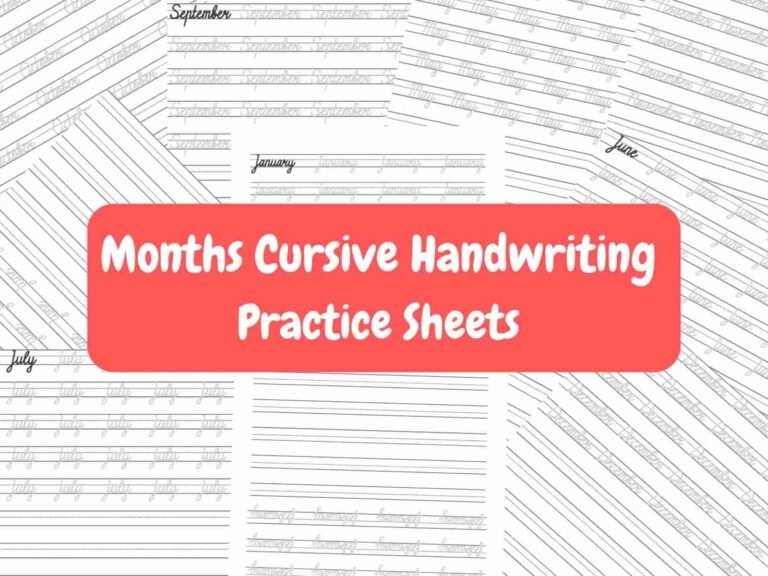 Months Cursive Handwriting Practice Sheets Free Printables