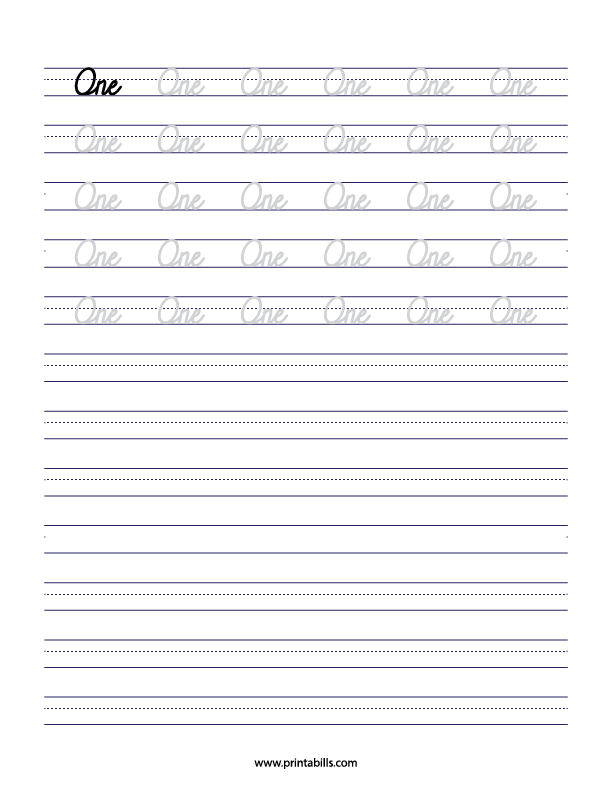 One Number Writing Practice Sheet Free Printable