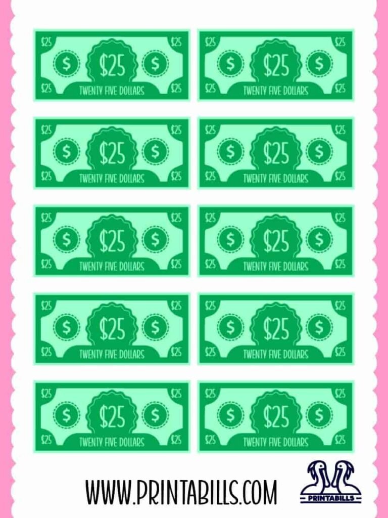 25 Dollar Reward Bucks For Kids Printable