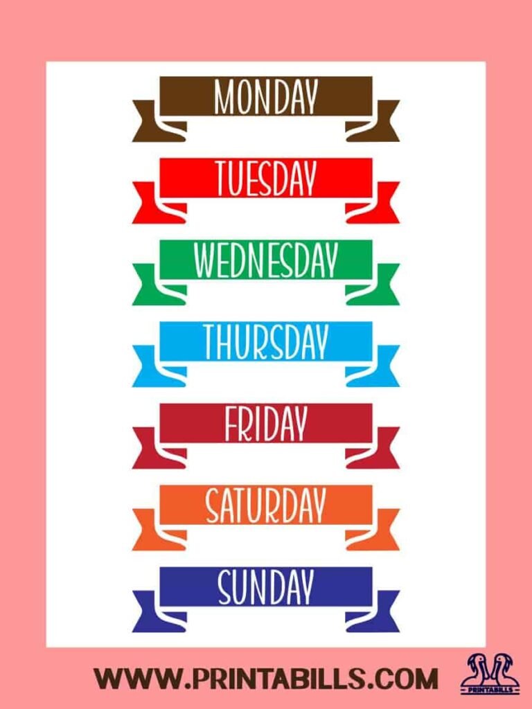 Banner Days Of The Week Printable
