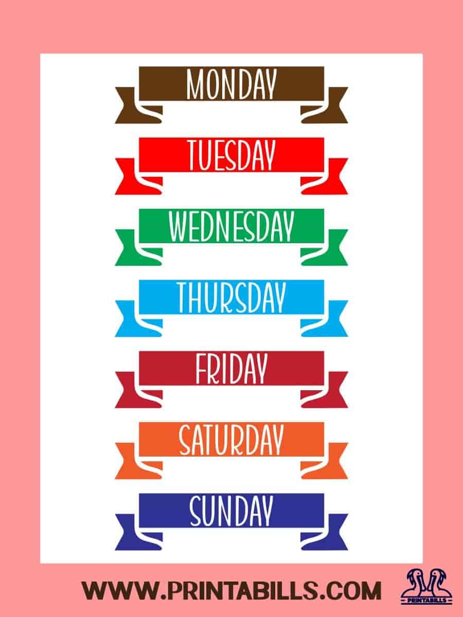 Banner Days Of The Week Printable