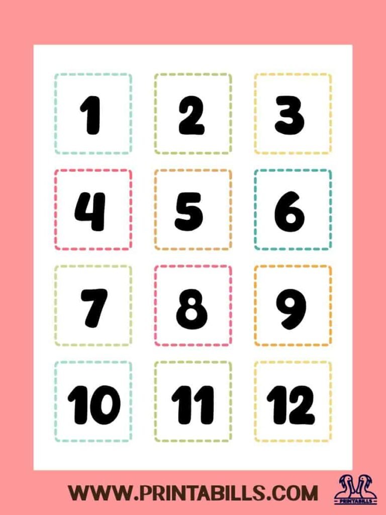 Calendar Numbers 1-31 Printable