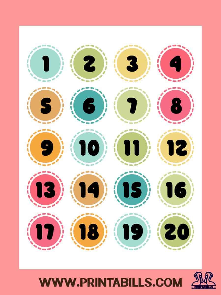 Circle Calendar Numbers Printable