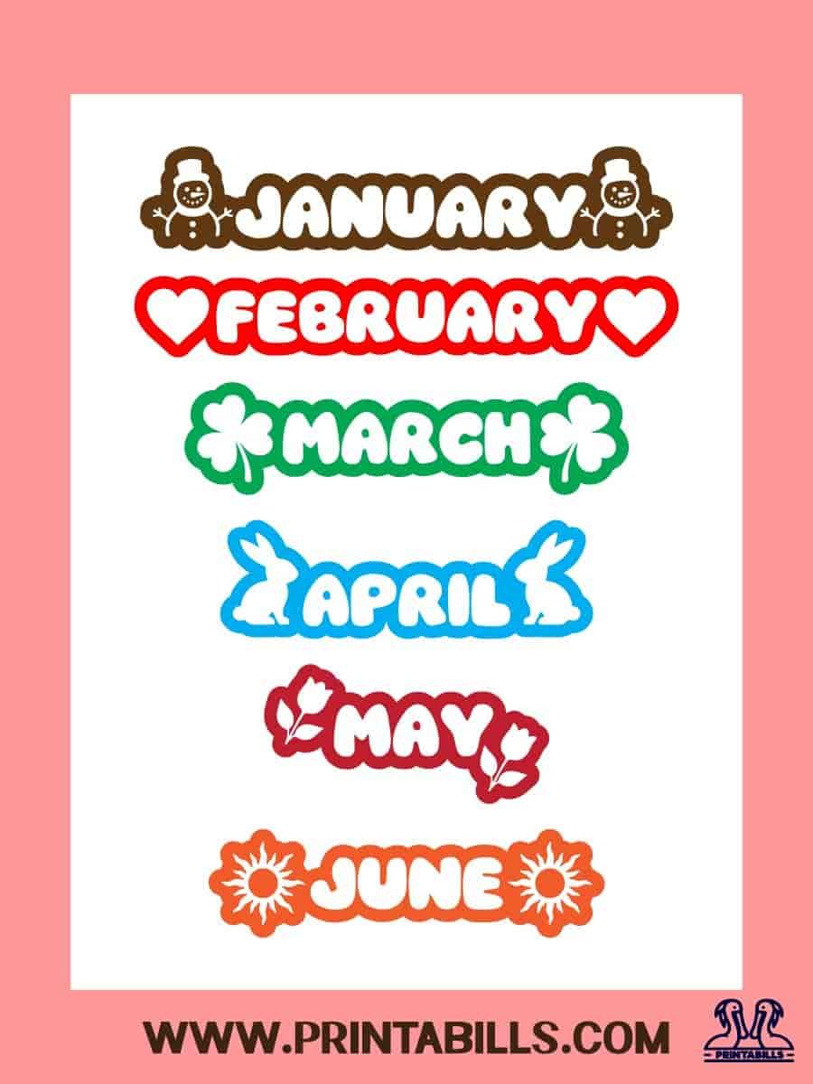 Months Of The Year Printable