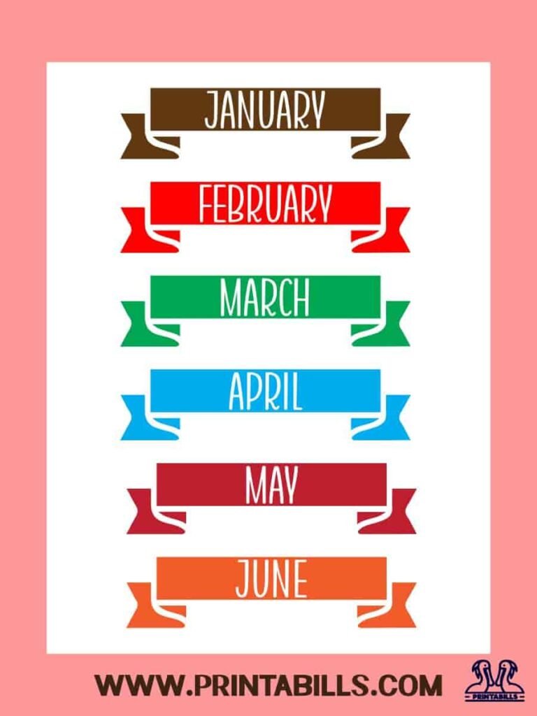 Months Of The Year Printable