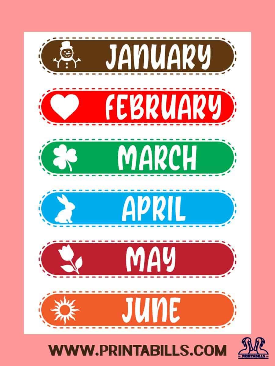 Months Of The Year Printable Free