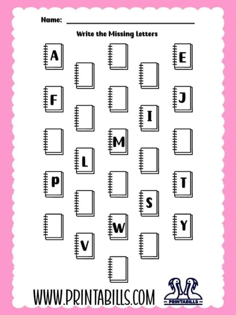 Book Reading Uppercase Missing Alphabet Worksheet for Pre-k and Kindergarten