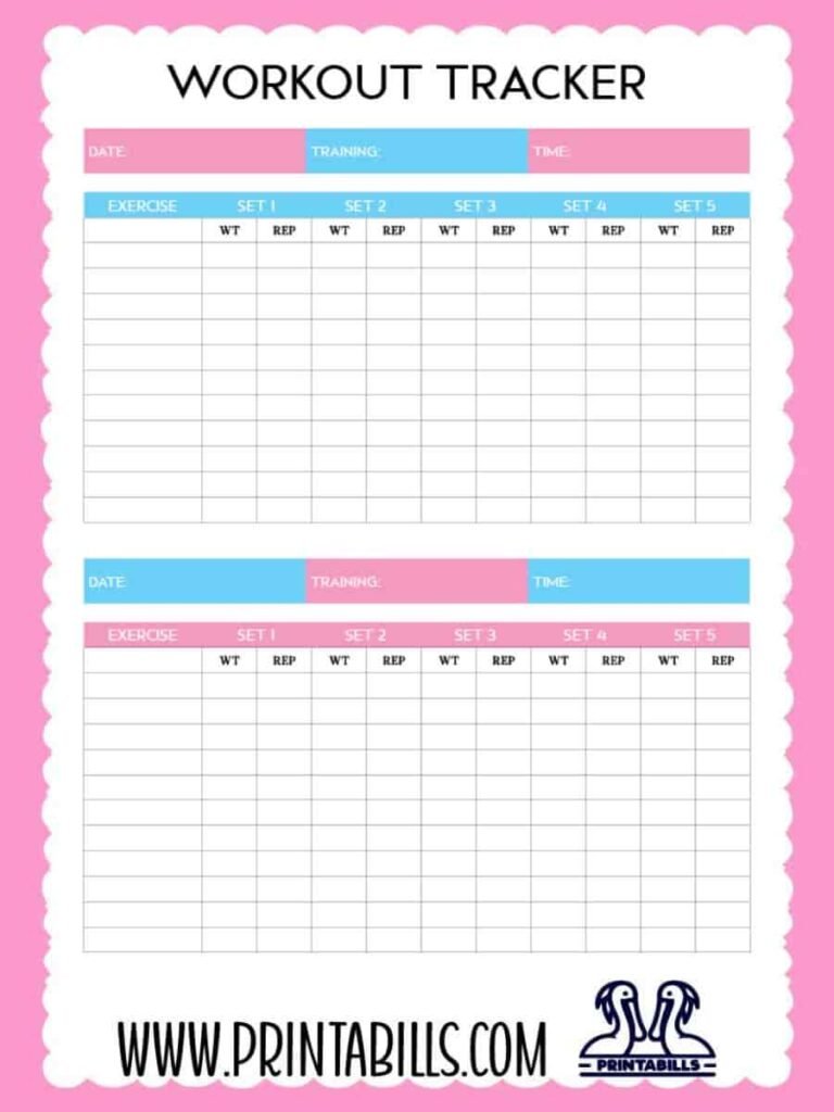 Workout Planner Free Printable