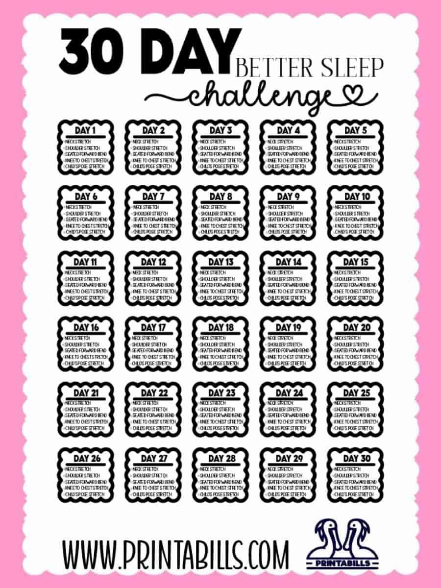 30 Day Better Sleep Stretches Challenge Free Download