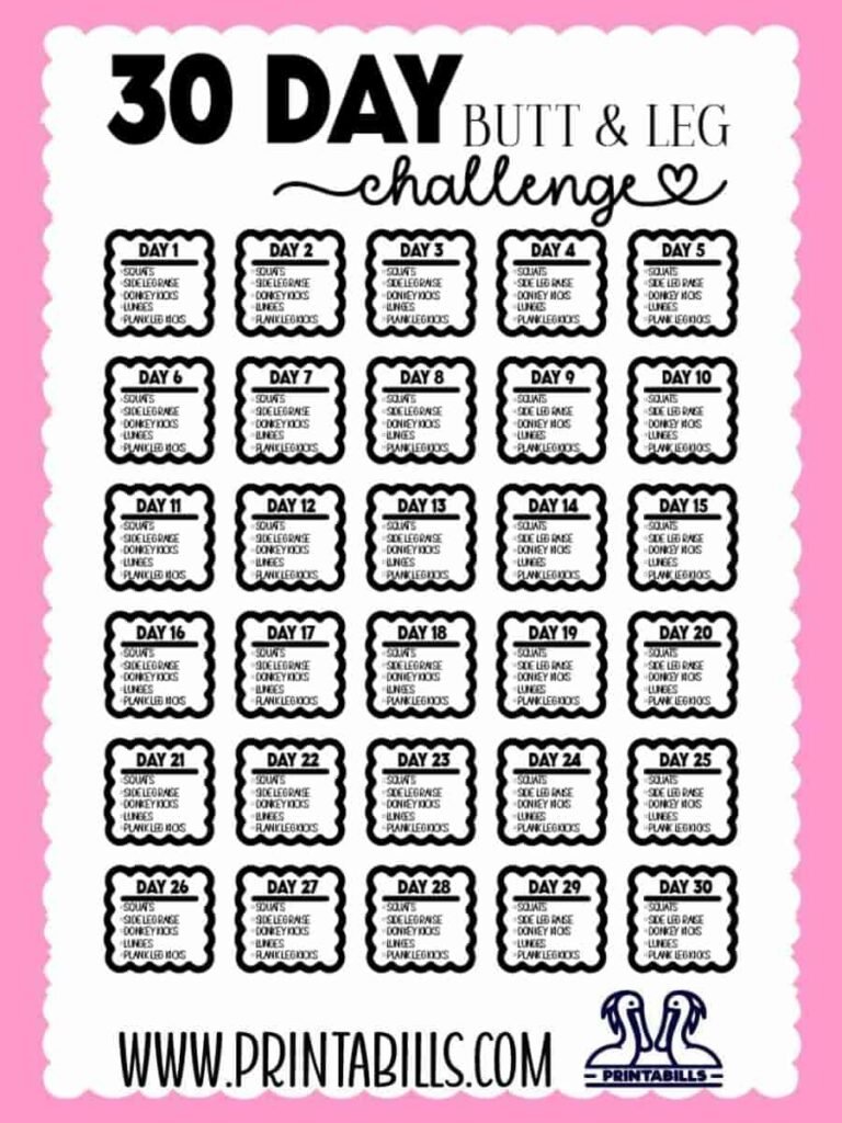 30 Day Butt And Leg Workout Challenge Free Download