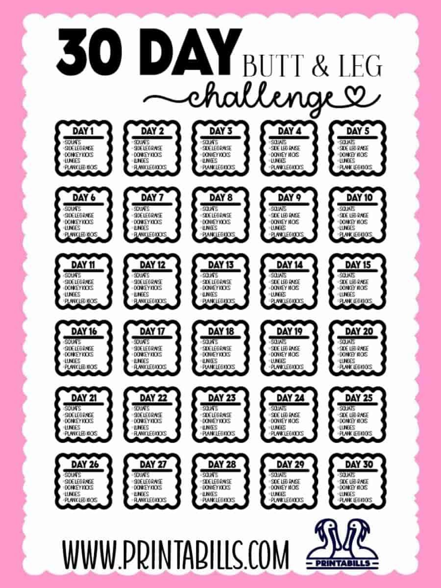30 Day Butt And Leg Workout Challenge Free Download