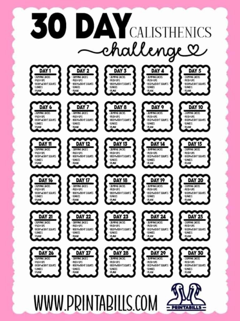 30 Day Calisthenics Challenge Free Download