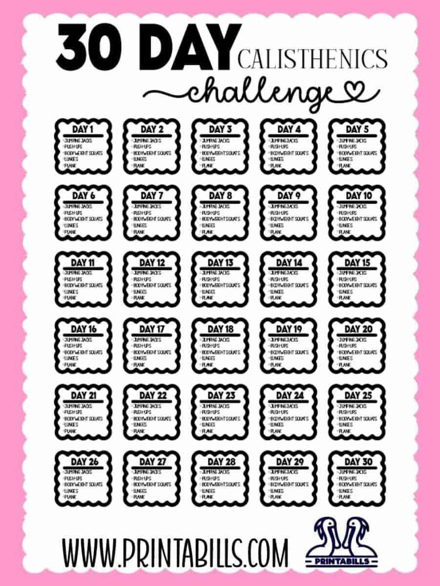 30 Day Calisthenics Challenge Free Download