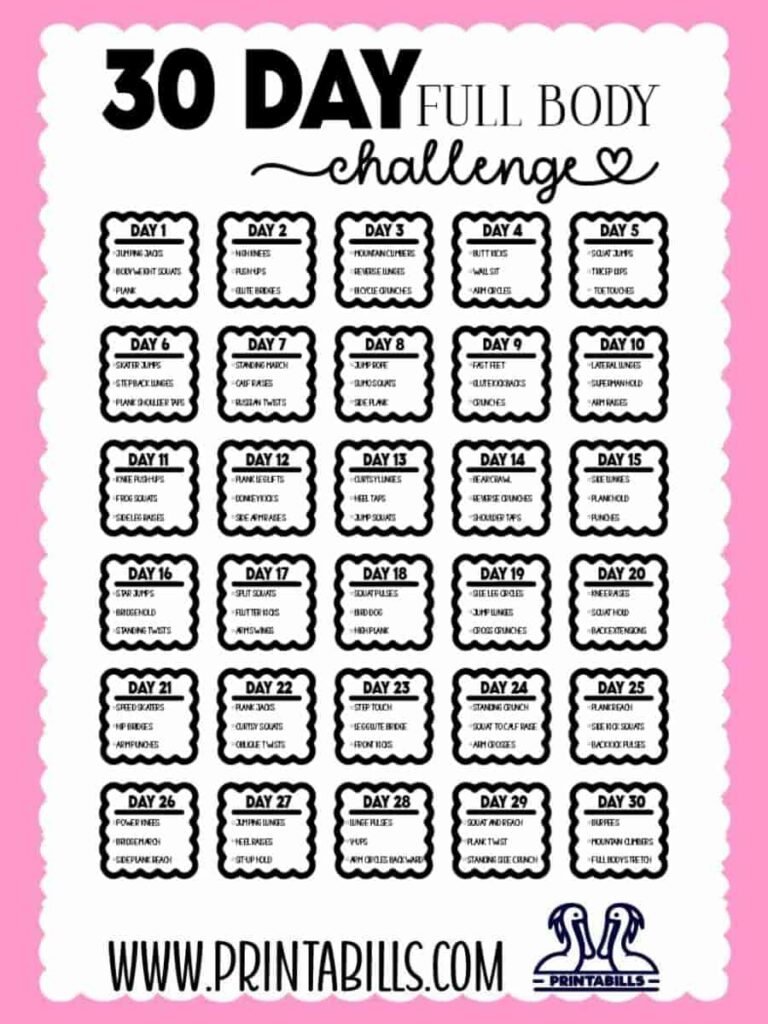 30 Day Full Body Workout Challenge Free Download