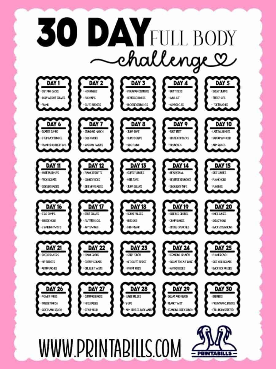 30 Day Full Body Workout Challenge Free Download
