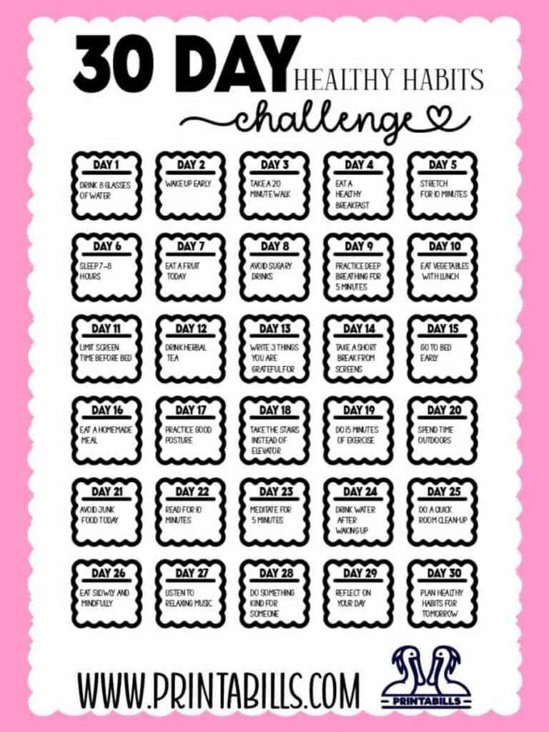 30 Day Healthy Habits Challenge Free Download